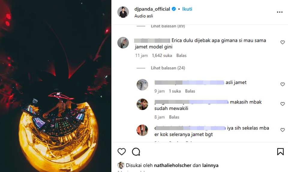DJ Panda Disebut Jamet, Netizen Heran Erika Karlina Bisa Kepincut [Instagram]